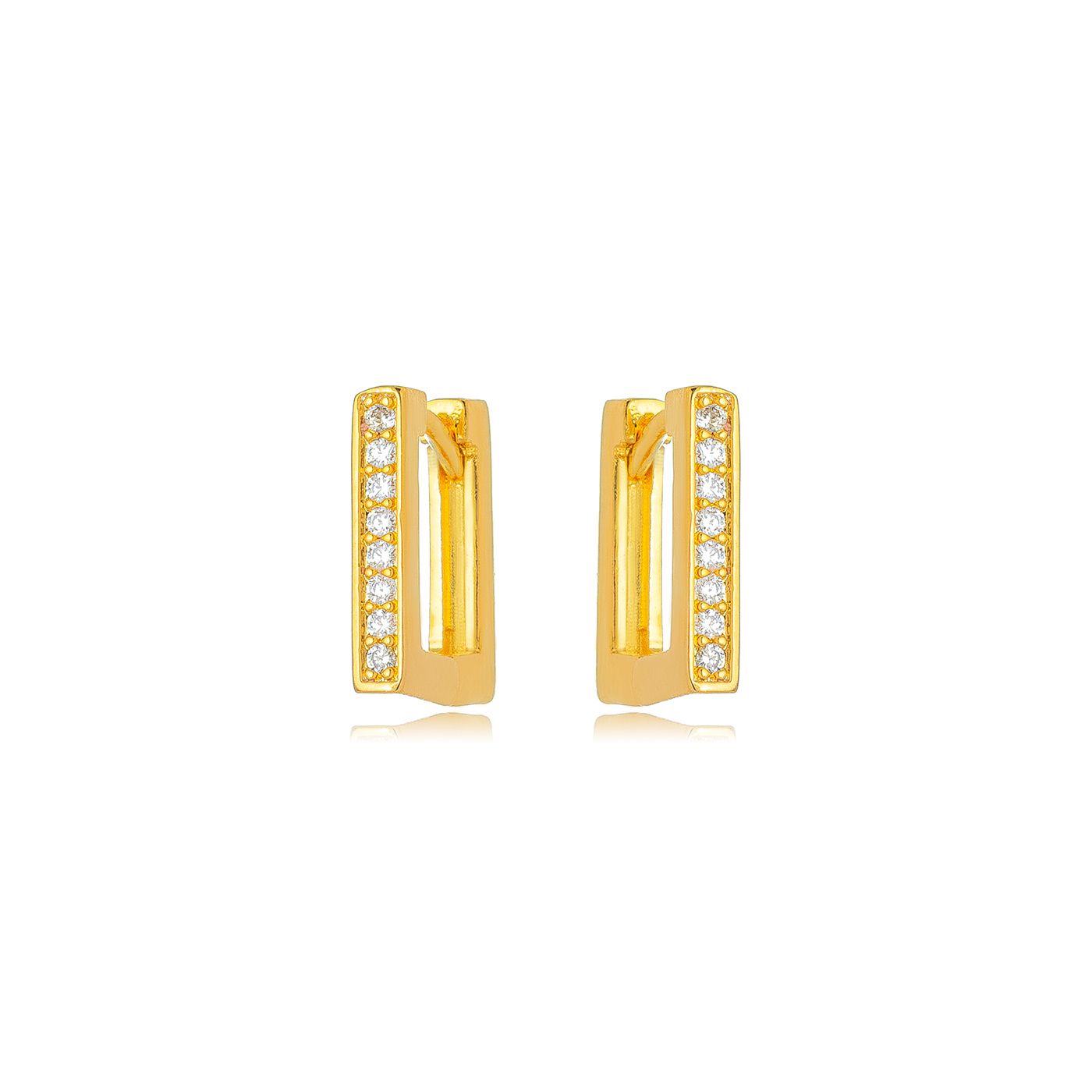 Square earring with zirconia