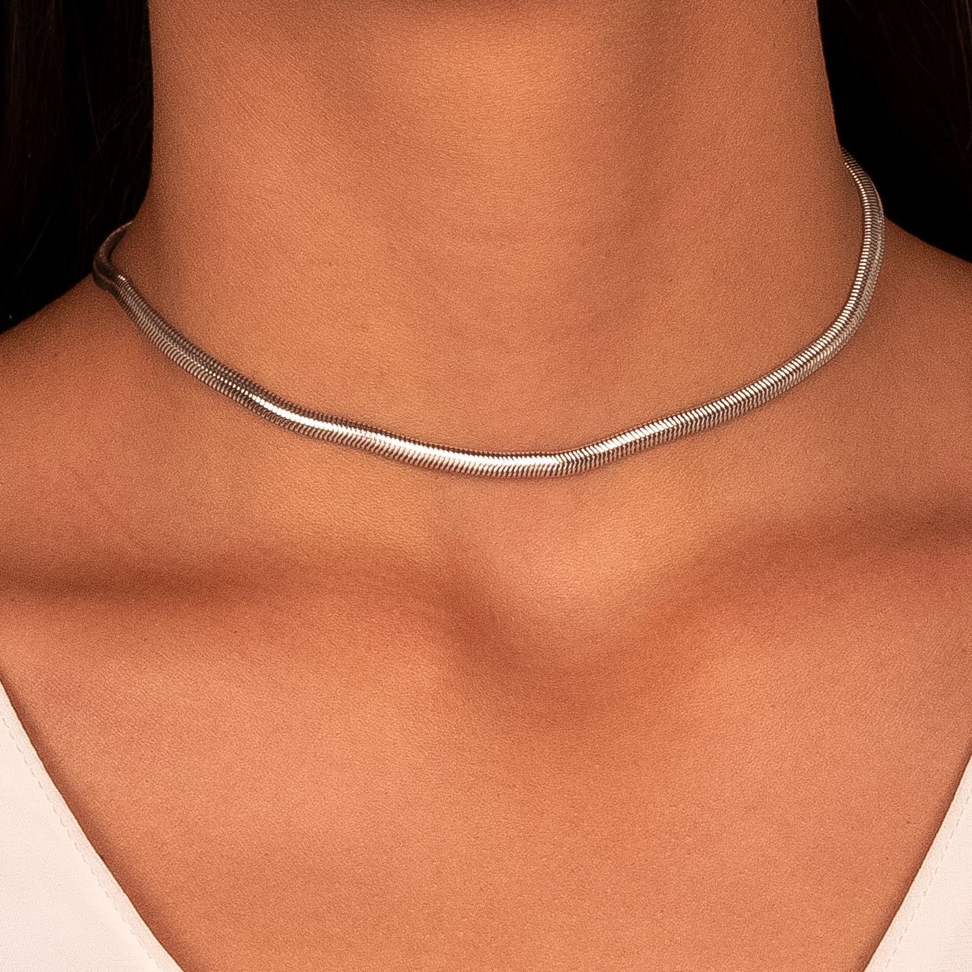 Serene choker necklace- rhodium
