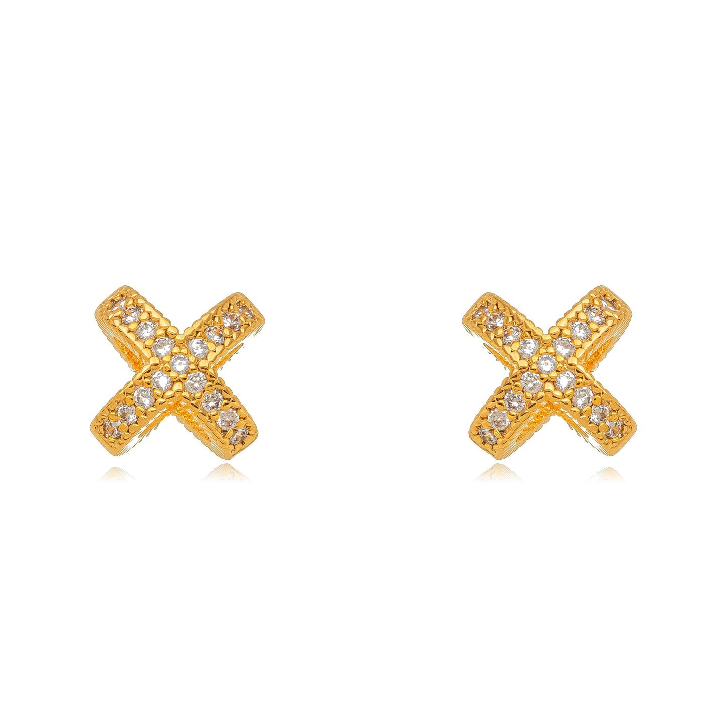 X earring studded with zirconia
