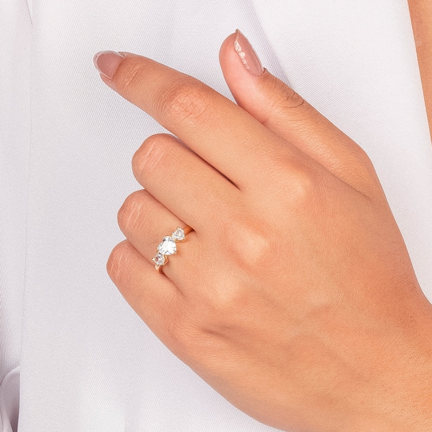 Crystal Three Hearts Ring