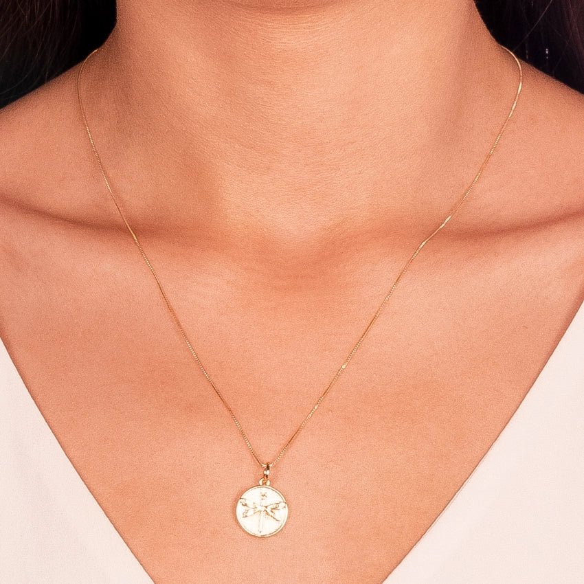 Dragonfly medal pendant necklace