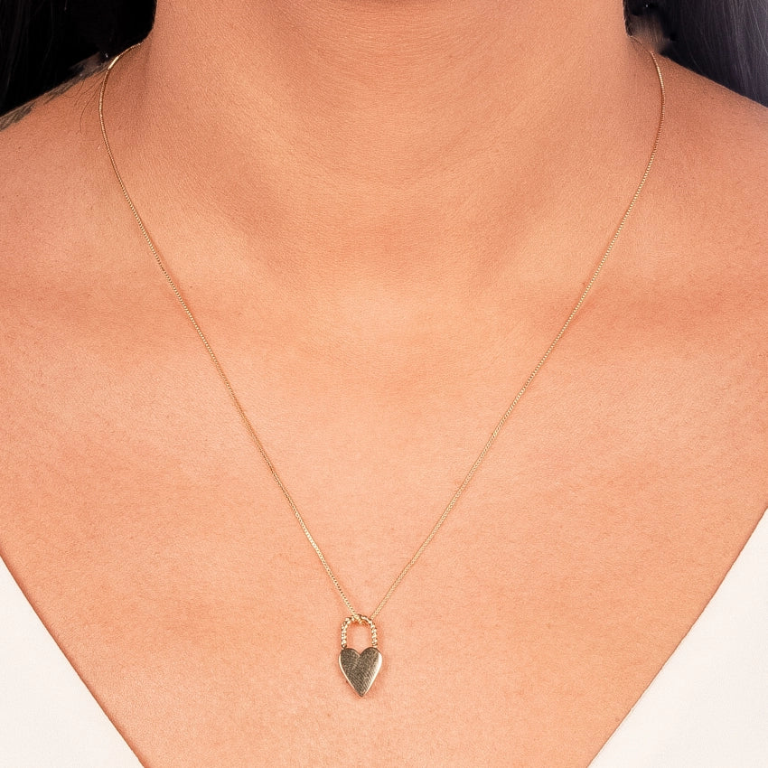 Plain heart padlock necklace