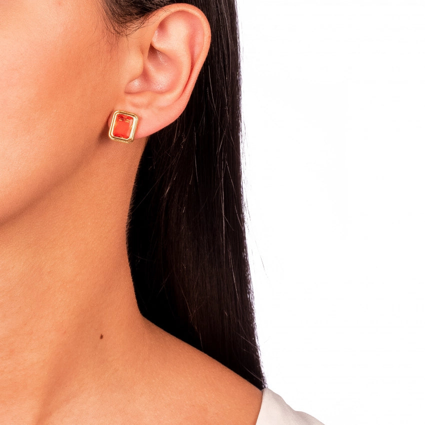 Orange Crystal Rectanglar Set