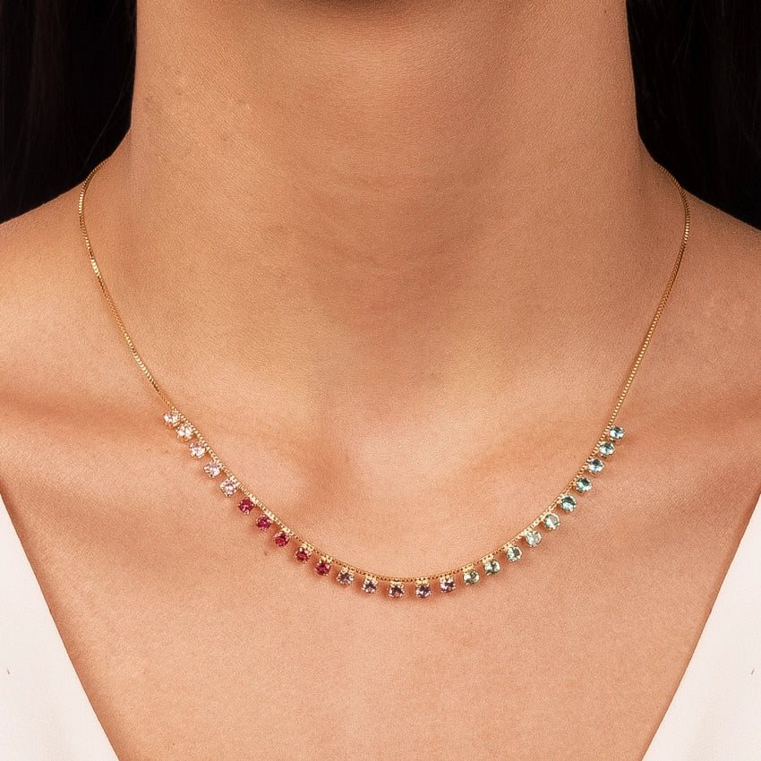 Choker necklace with colored zirconia