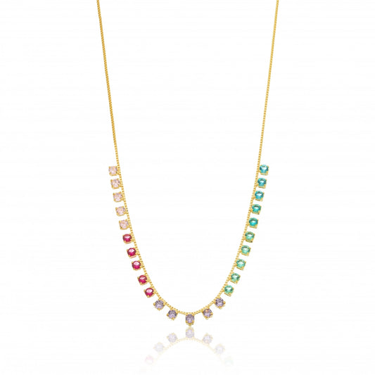 Choker necklace with colored zirconia