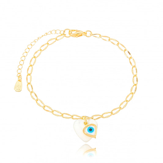 Greek Eye Bracelet with Mother-of-Pearl Heart