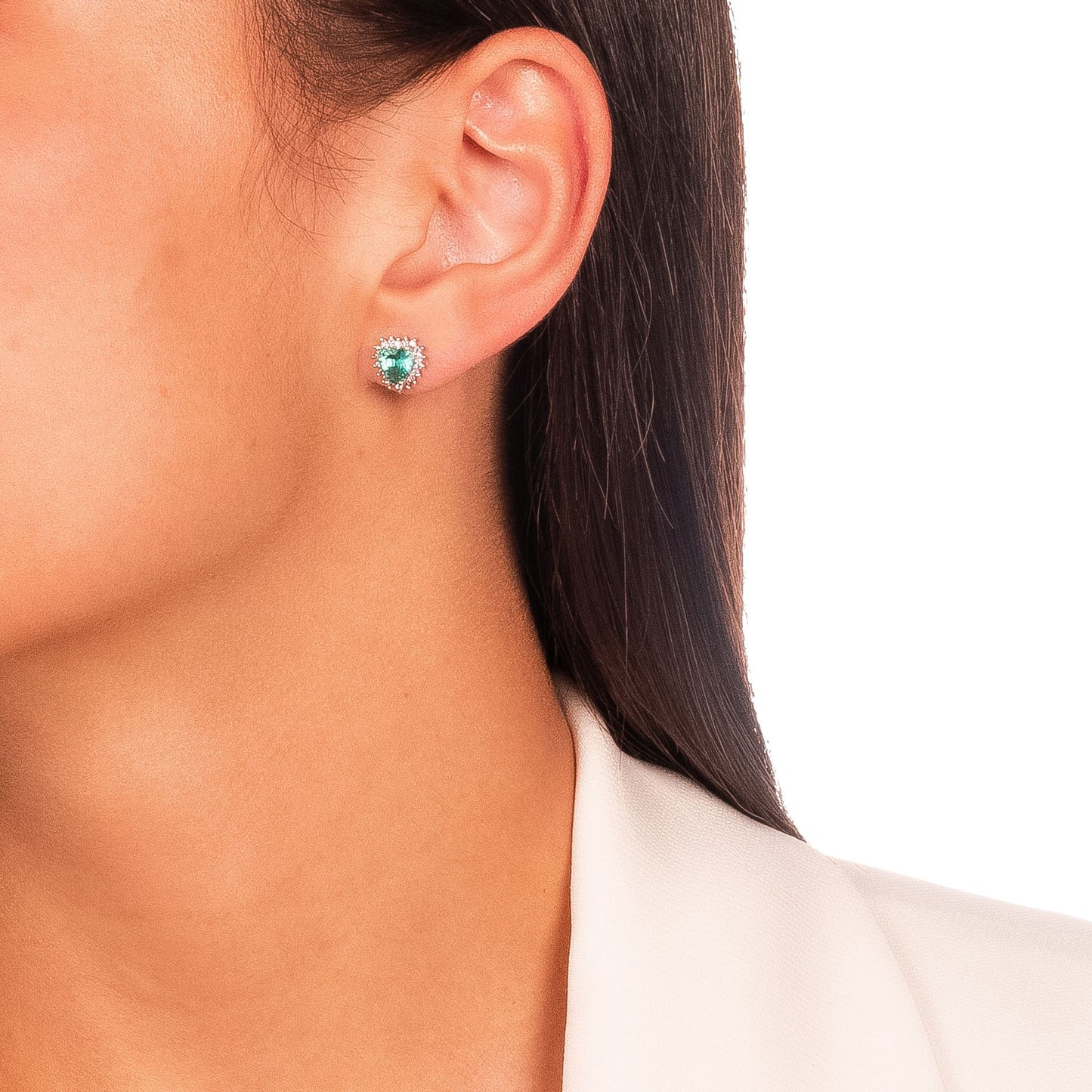 Tourmaline and Rose Heart Earring