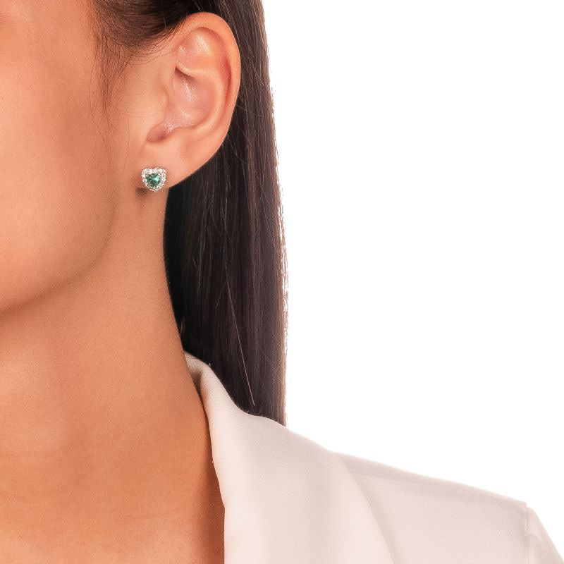 Tourmaline and Zirconias Heart Earring