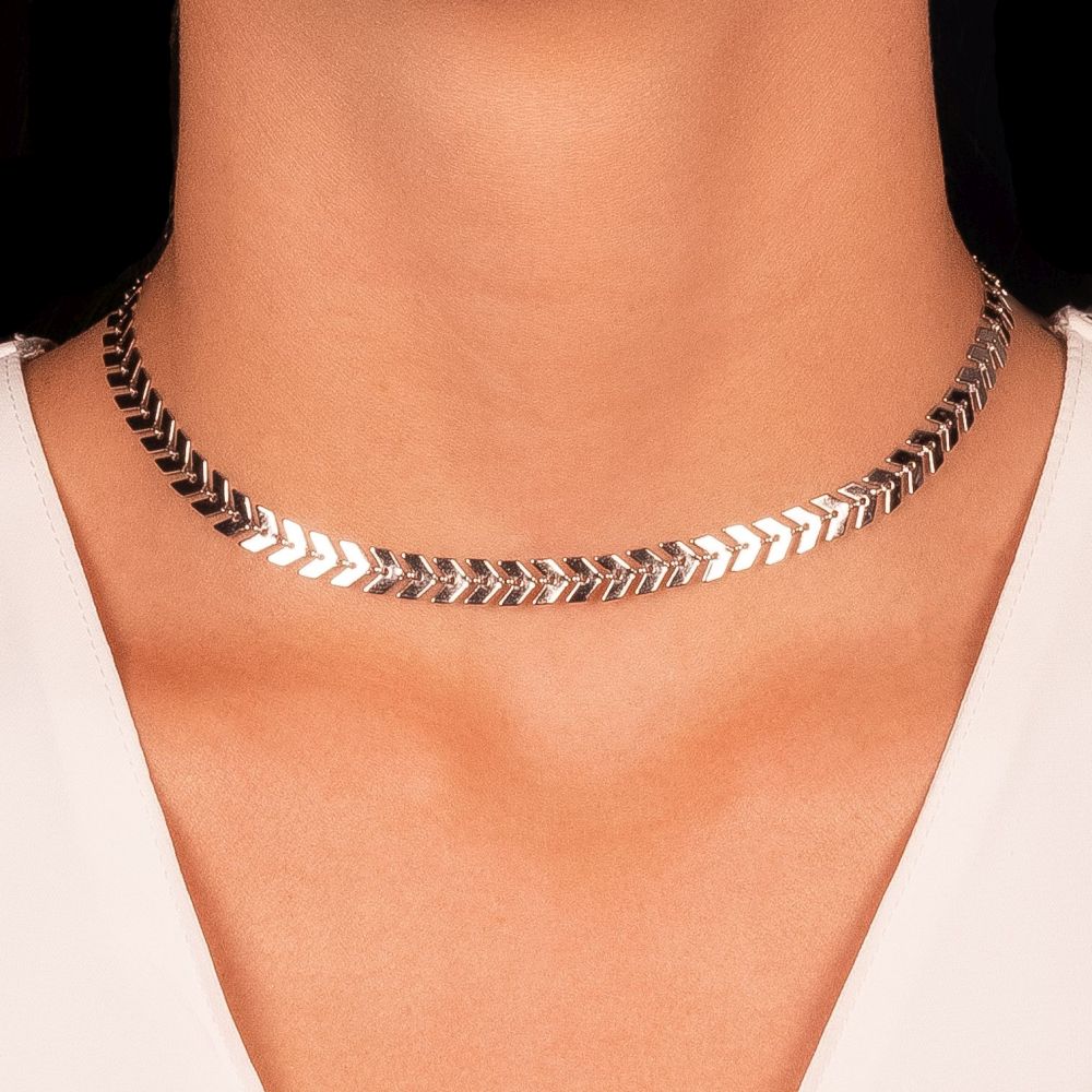 Choker Scale Fish Rhodium