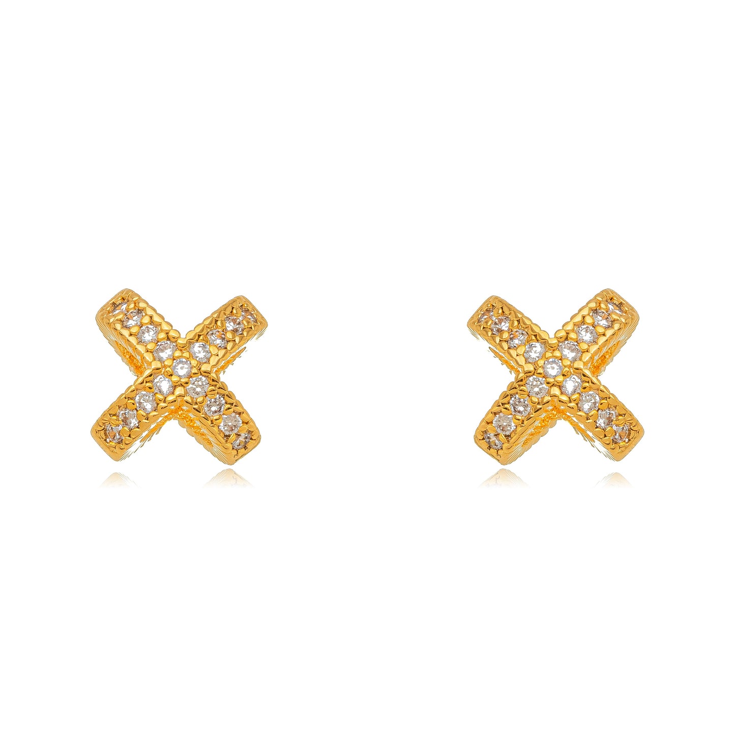 X earring studded with zirconia