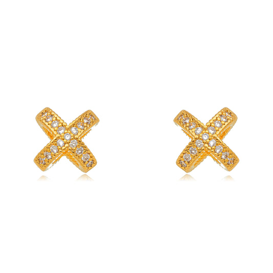 X earring studded with zirconia