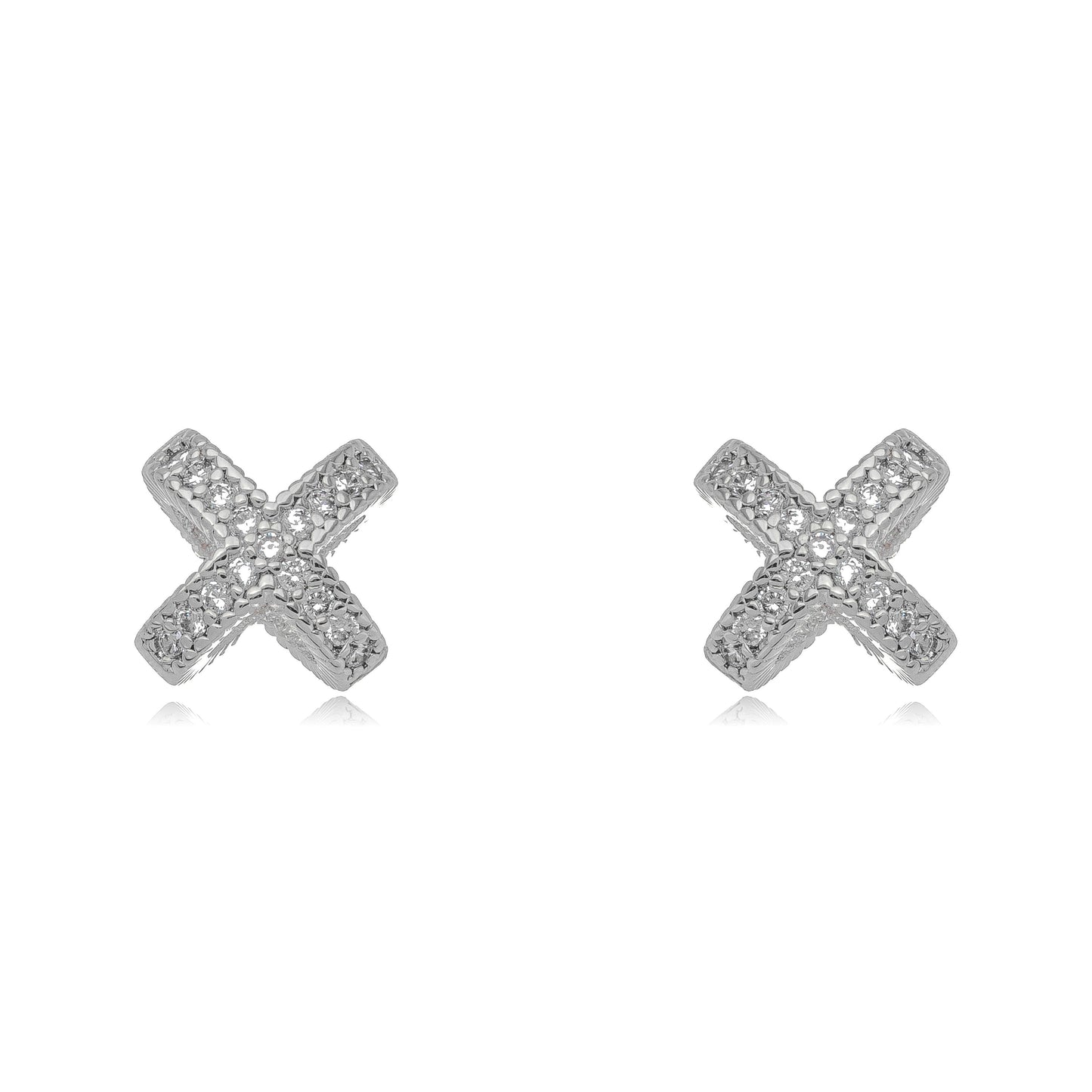 X earring studded with zirconia