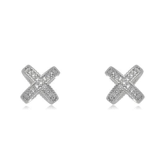 X earring studded with zirconia