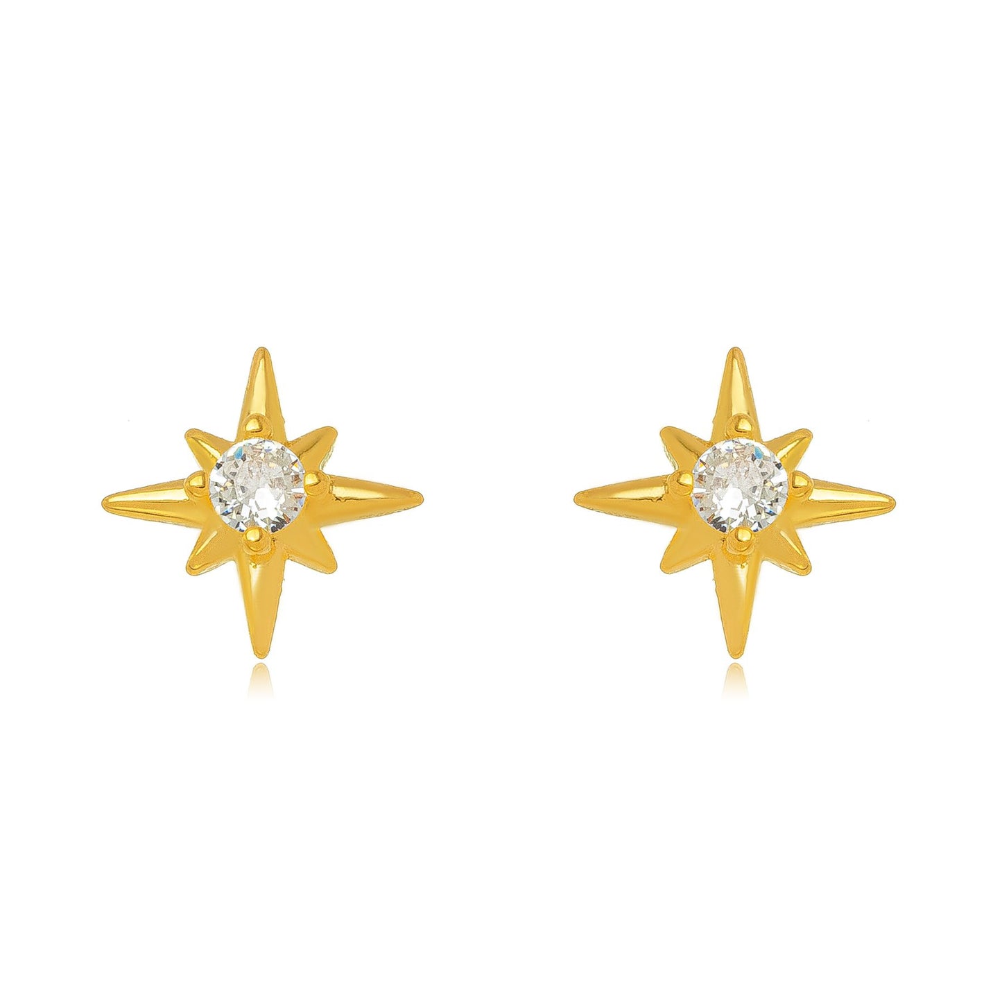 Star earring with zirconia - gold