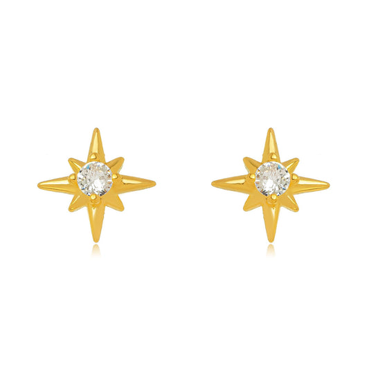 Star earring with zirconia - gold