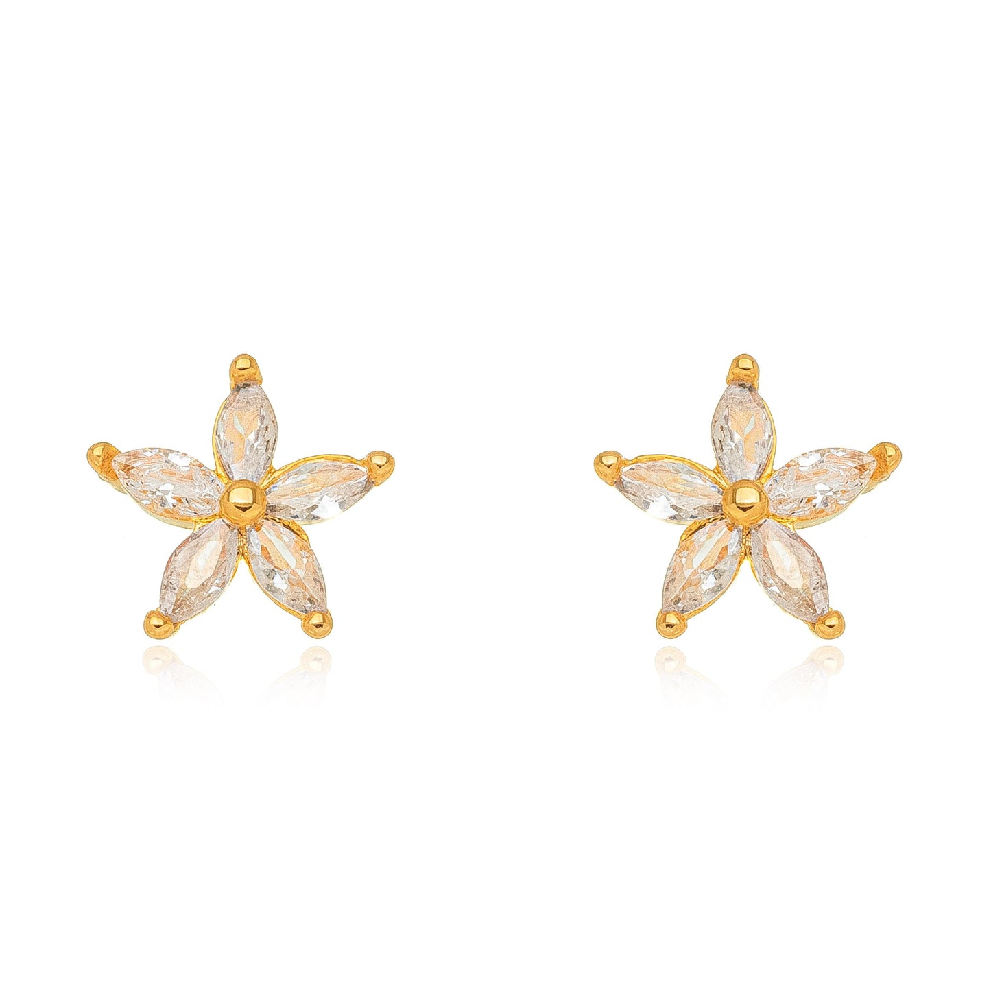 Star earring with zirconia - gold