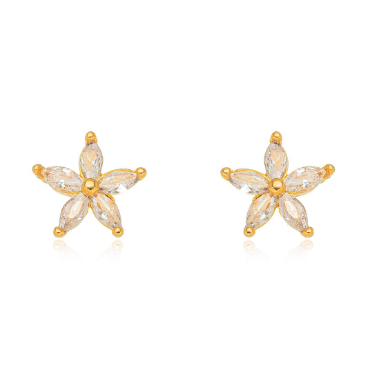 Star earring with zirconia - gold