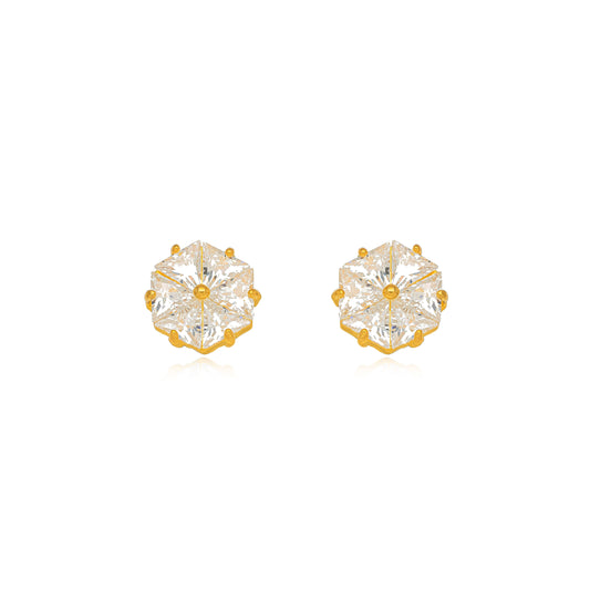 Crystal flower earring - gold