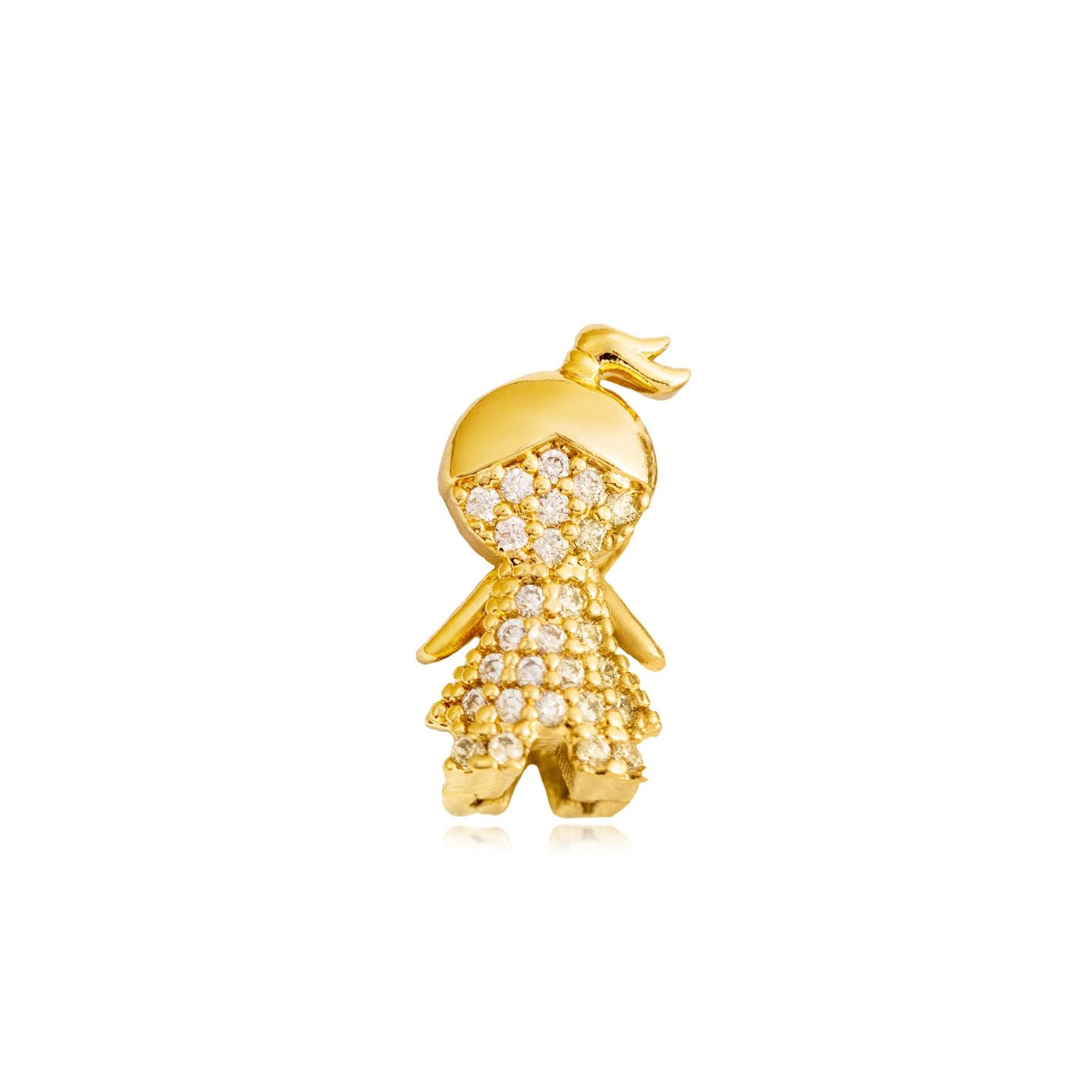 Girl pendant studded with zirconias