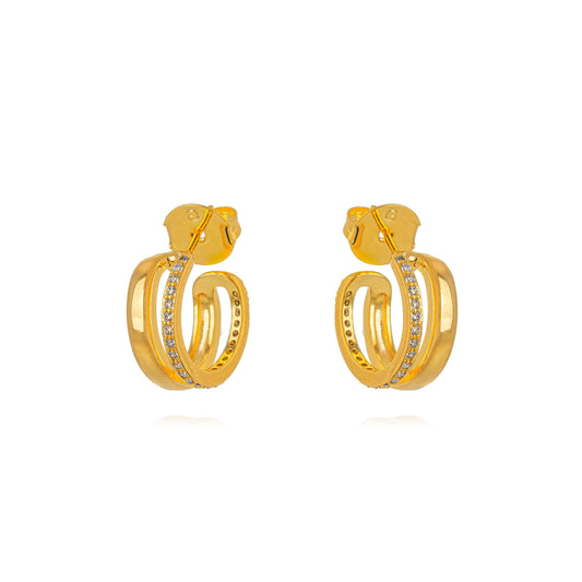 Double row hoop earring - gold