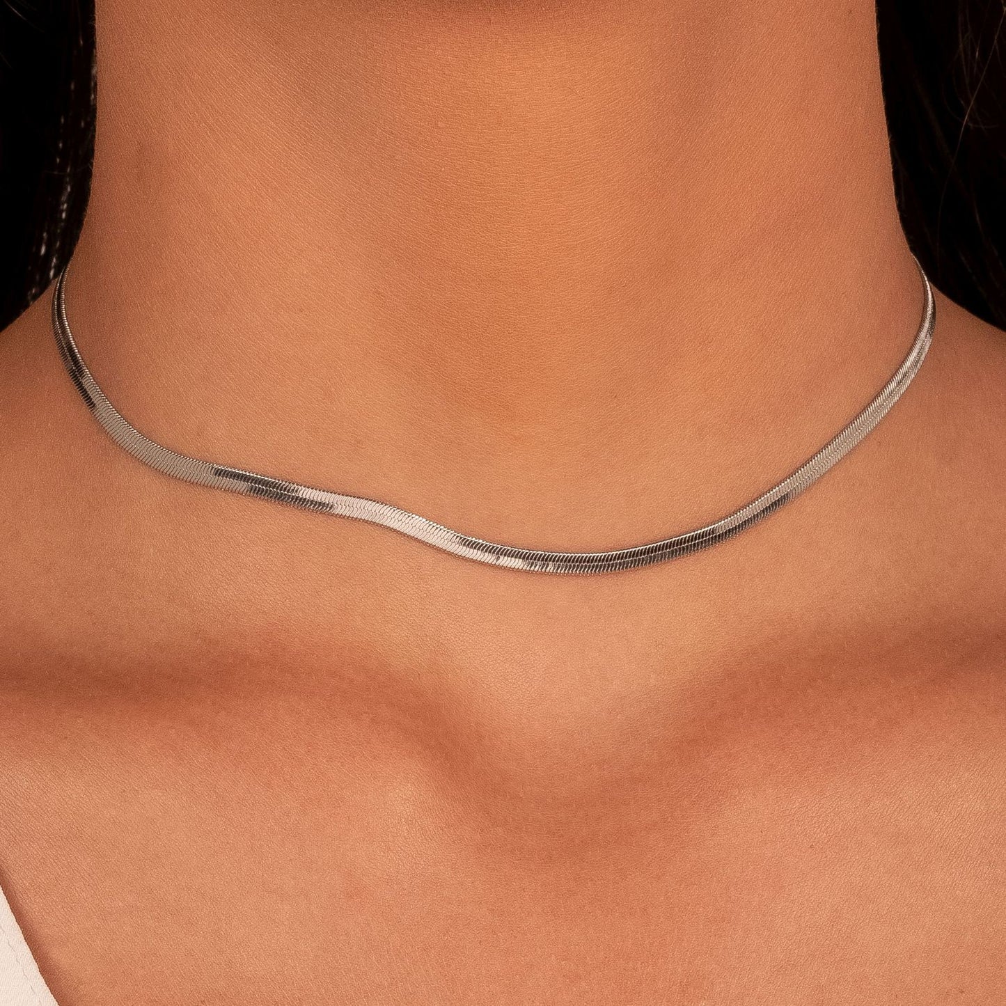 Flat tape choker necklace