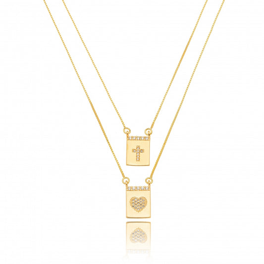 Micro Zirconia Heart and Cross Scapular