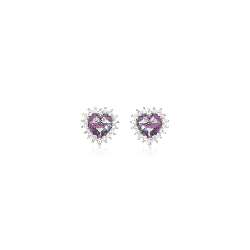 Amethyst Heart Earrings