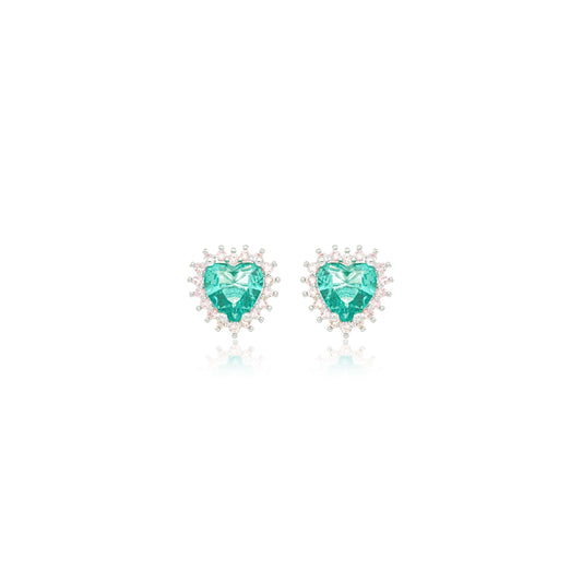 Tourmaline and Rose Heart Earring